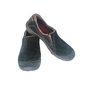 Merrell Black Suede Leather Loafers Slip On Flats Size 8